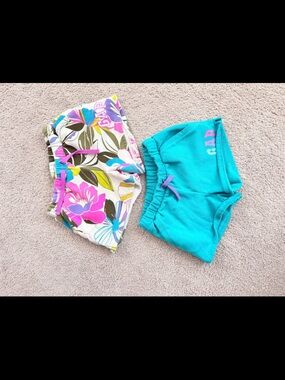 GAP Girls Teal and Floral Cotton Shorts Set